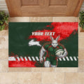 Personalised South Sydney Rabbitohs Rugby Rubber Doormat Rabbits Mascot - Sporty Splash Art Style