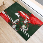 Personalised South Sydney Rabbitohs Rugby Rubber Doormat Rabbits Mascot - Sporty Splash Art Style