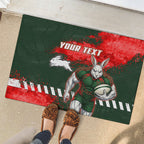Personalised South Sydney Rabbitohs Rugby Rubber Doormat Rabbits Mascot - Sporty Splash Art Style