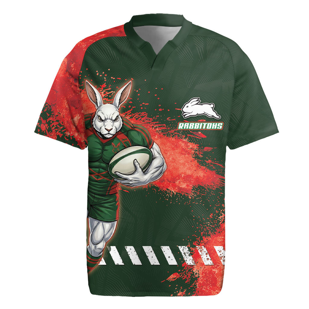 Personalised South Sydney Rabbitohs Rugby Rugby Jersey Rabbits Mascot - Sporty Splash Art Style