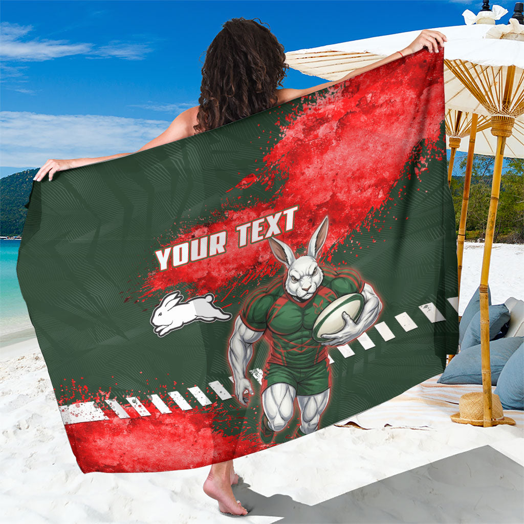 Personalised South Sydney Rabbitohs Rugby Sarong Rabbits Mascot - Sporty Splash Art Style
