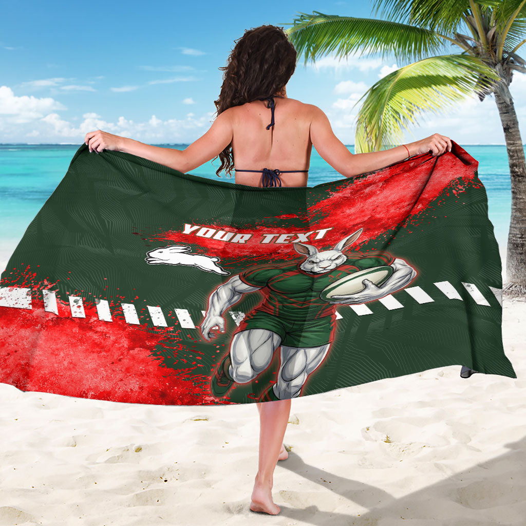 Personalised South Sydney Rabbitohs Rugby Sarong Rabbits Mascot - Sporty Splash Art Style