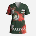 Personalised South Sydney Rabbitohs Rugby Scrub Top Rabbits Mascot - Sporty Splash Art Style