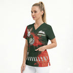 Personalised South Sydney Rabbitohs Rugby Scrub Top Rabbits Mascot - Sporty Splash Art Style