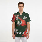 Personalised South Sydney Rabbitohs Rugby Scrub Top Rabbits Mascot - Sporty Splash Art Style