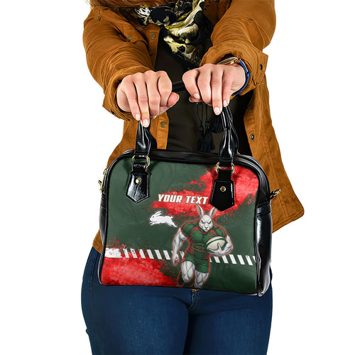 Personalised South Sydney Rabbitohs Rugby Shoulder Handbag Rabbits Mascot - Sporty Splash Art Style