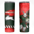 Personalised South Sydney Rabbitohs Rugby Skinny Tumbler Rabbits Mascot - Sporty Splash Art Style