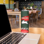 Personalised South Sydney Rabbitohs Rugby Skinny Tumbler Rabbits Mascot - Sporty Splash Art Style