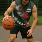 Personalised South Sydney Rabbitohs Rugby Sleeveless Hoodie Rabbits Mascot - Sporty Splash Art Style
