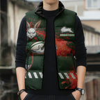 Personalised South Sydney Rabbitohs Rugby Sleeveless Puffer Jacket Rabbits Mascot - Sporty Splash Art Style