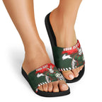 Personalised South Sydney Rabbitohs Rugby Slide Sandals Rabbits Mascot - Sporty Splash Art Style