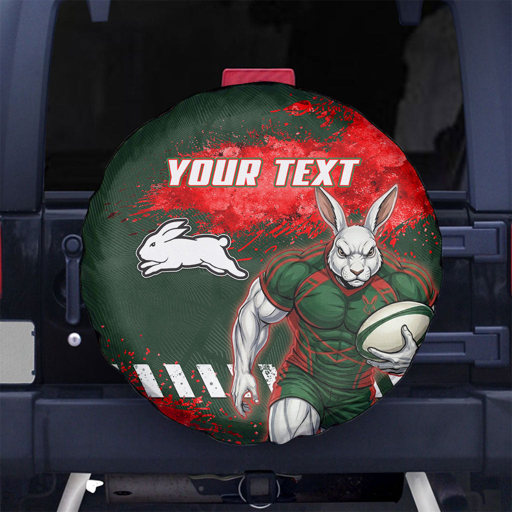 Personalised South Sydney Rabbitohs Rugby Spare Tire Cover Rabbits Mascot - Sporty Splash Art Style