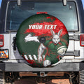 Personalised South Sydney Rabbitohs Rugby Spare Tire Cover Rabbits Mascot - Sporty Splash Art Style