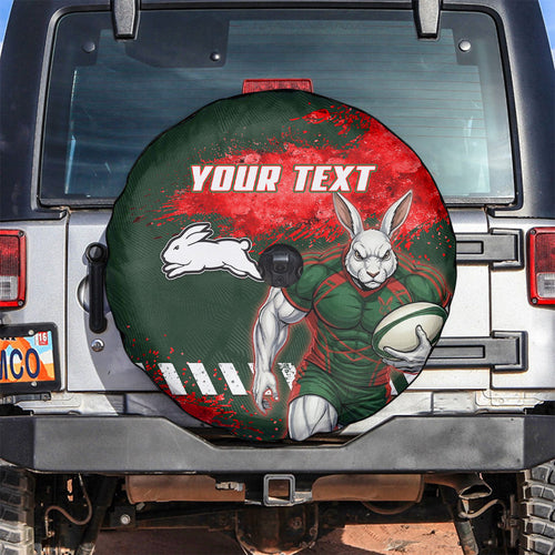 Personalised South Sydney Rabbitohs Rugby Spare Tire Cover Rabbits Mascot - Sporty Splash Art Style