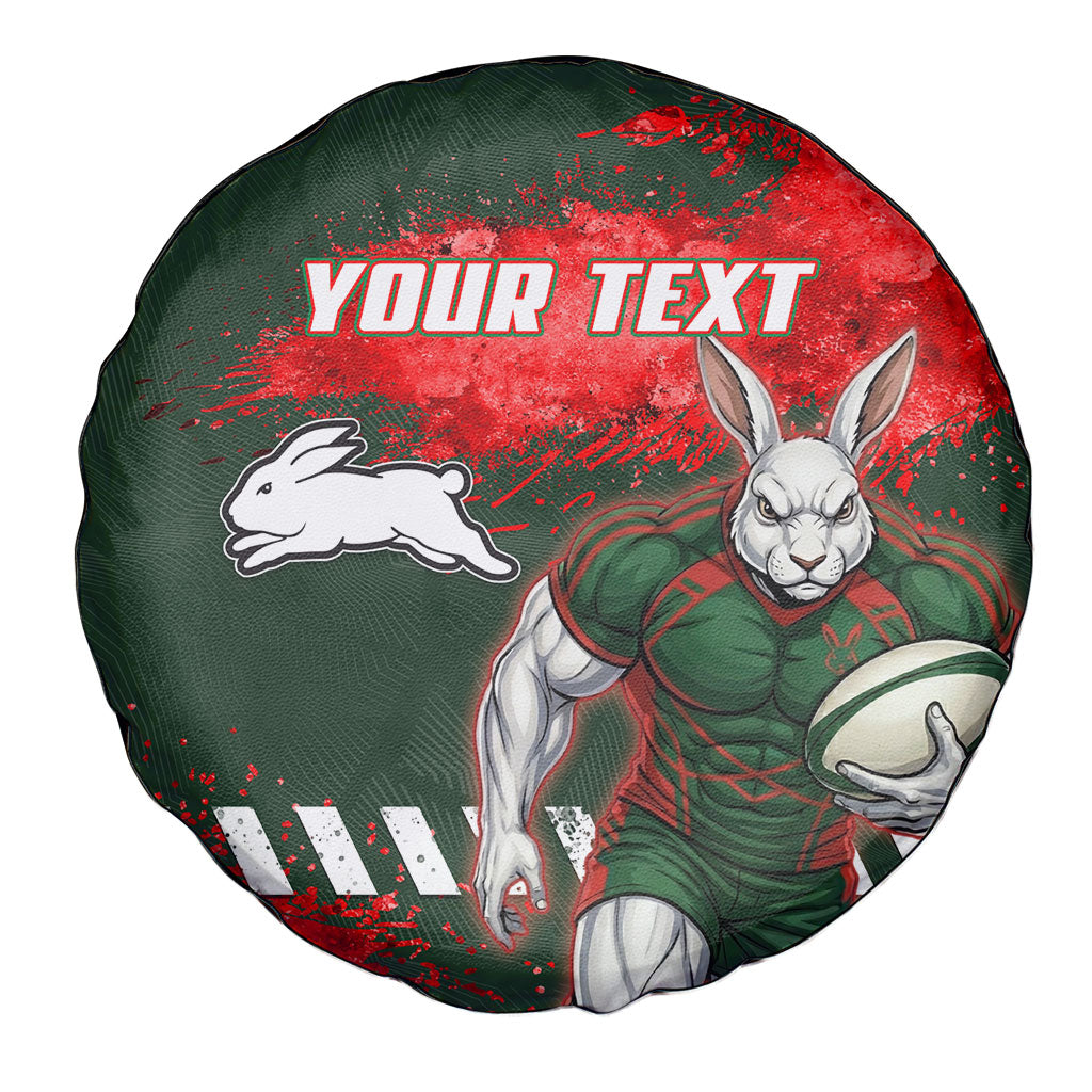 Personalised South Sydney Rabbitohs Rugby Spare Tire Cover Rabbits Mascot - Sporty Splash Art Style