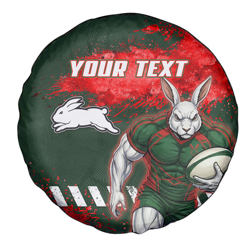 Personalised South Sydney Rabbitohs Rugby Spare Tire Cover Rabbits Mascot - Sporty Splash Art Style