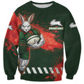 Personalised South Sydney Rabbitohs Rugby Sweatshirt Rabbits Mascot - Sporty Splash Art Style