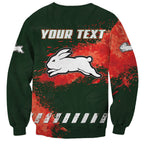 Personalised South Sydney Rabbitohs Rugby Sweatshirt Rabbits Mascot - Sporty Splash Art Style