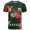 Personalised South Sydney Rabbitohs Rugby T Shirt Rabbits Mascot - Sporty Splash Art Style