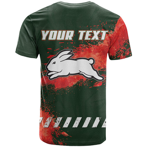 Personalised South Sydney Rabbitohs Rugby T Shirt Rabbits Mascot - Sporty Splash Art Style