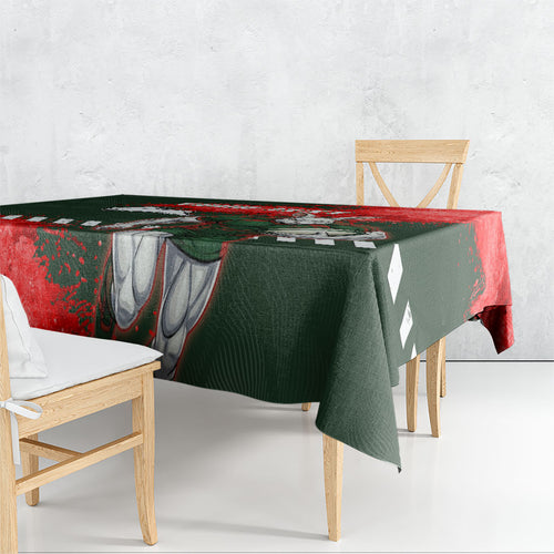 Personalised South Sydney Rabbitohs Rugby Tablecloth Rabbits Mascot - Sporty Splash Art Style