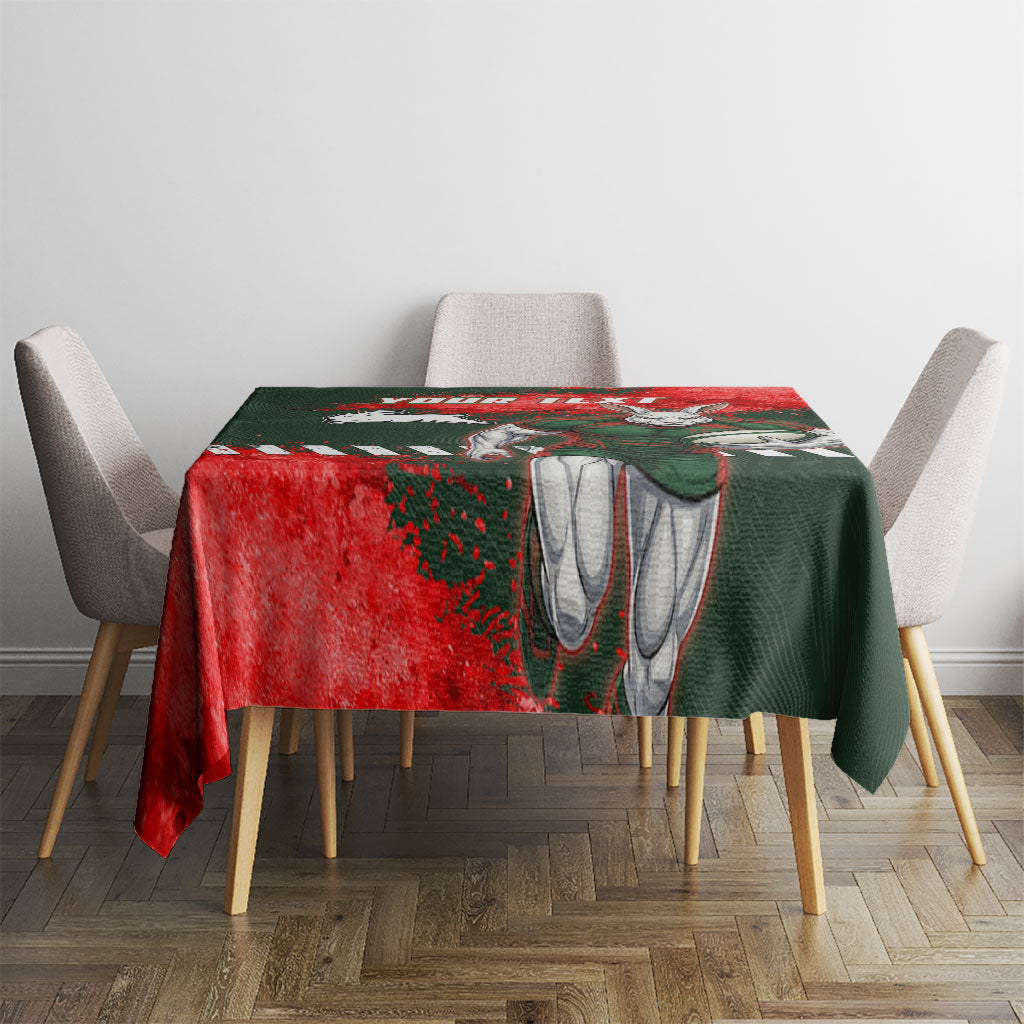 Personalised South Sydney Rabbitohs Rugby Tablecloth Rabbits Mascot - Sporty Splash Art Style