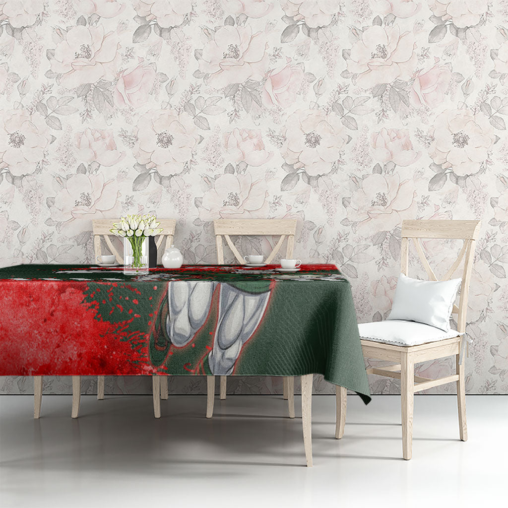 Personalised South Sydney Rabbitohs Rugby Tablecloth Rabbits Mascot - Sporty Splash Art Style