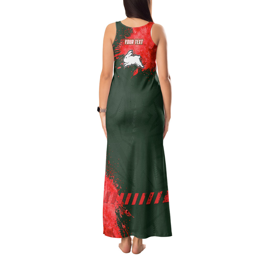 Personalised South Sydney Rabbitohs Rugby Tank Maxi Dress Rabbits Mascot - Sporty Splash Art Style