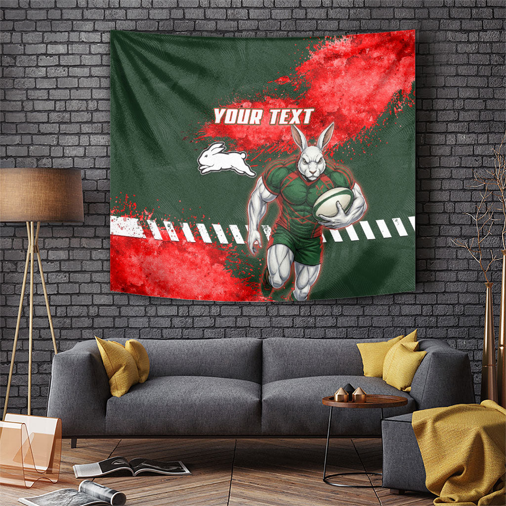 Personalised South Sydney Rabbitohs Rugby Tapestry Rabbits Mascot - Sporty Splash Art Style