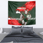 Personalised South Sydney Rabbitohs Rugby Tapestry Rabbits Mascot - Sporty Splash Art Style