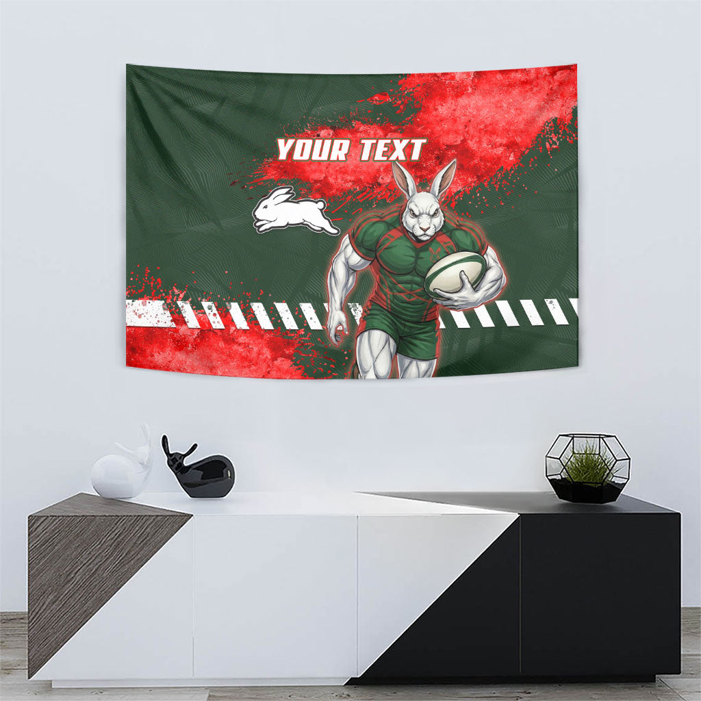 Personalised South Sydney Rabbitohs Rugby Tapestry Rabbits Mascot - Sporty Splash Art Style