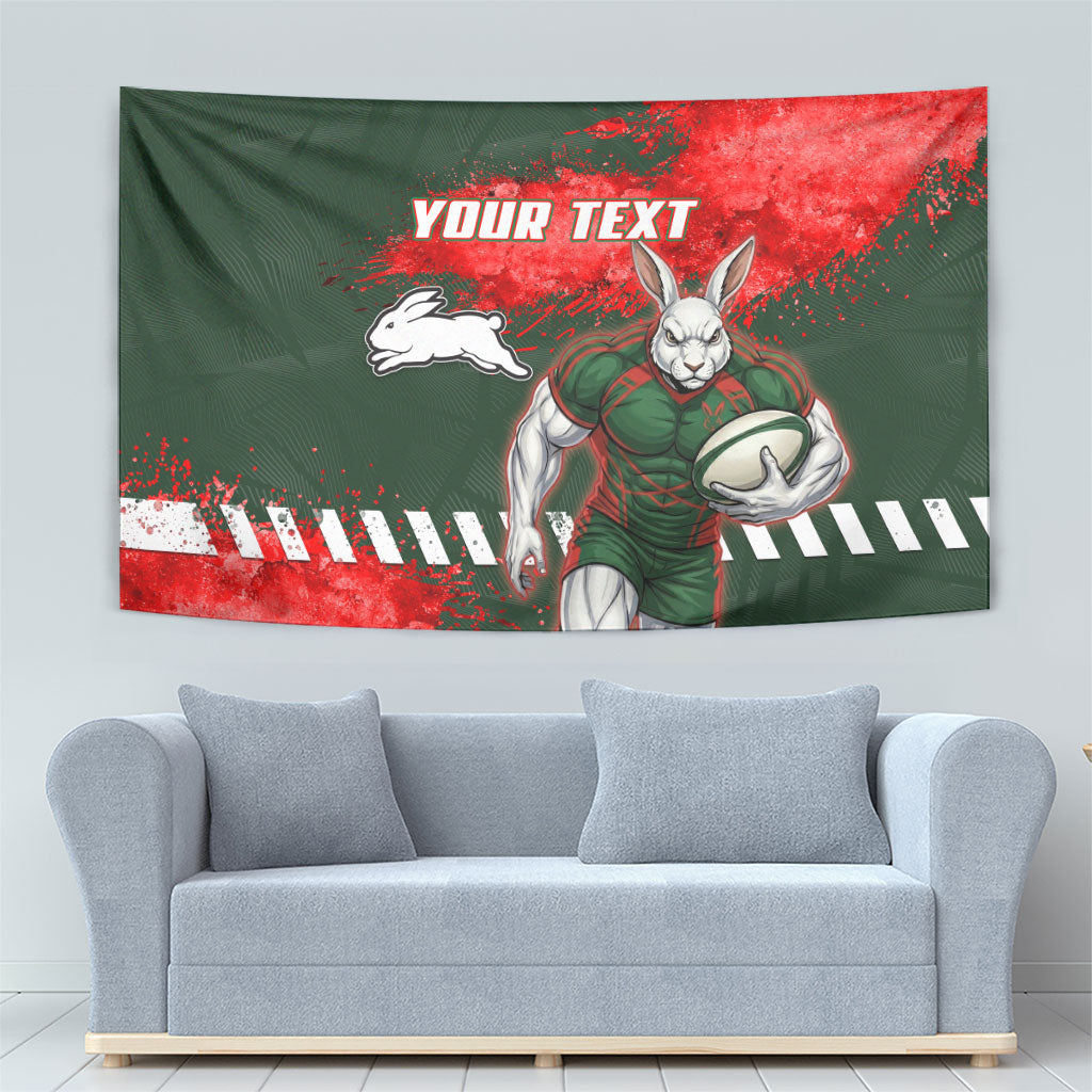 Personalised South Sydney Rabbitohs Rugby Tapestry Rabbits Mascot - Sporty Splash Art Style