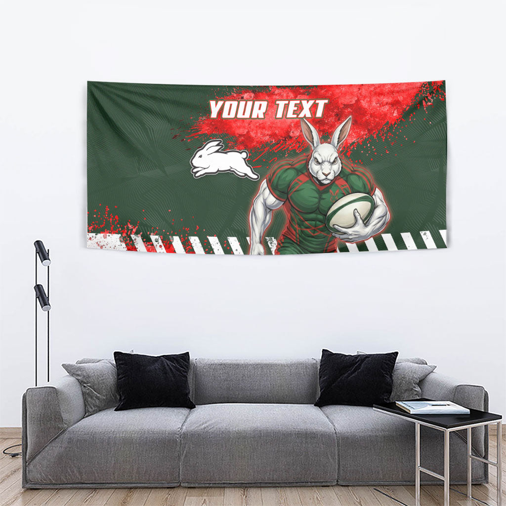 Personalised South Sydney Rabbitohs Rugby Tapestry Rabbits Mascot - Sporty Splash Art Style