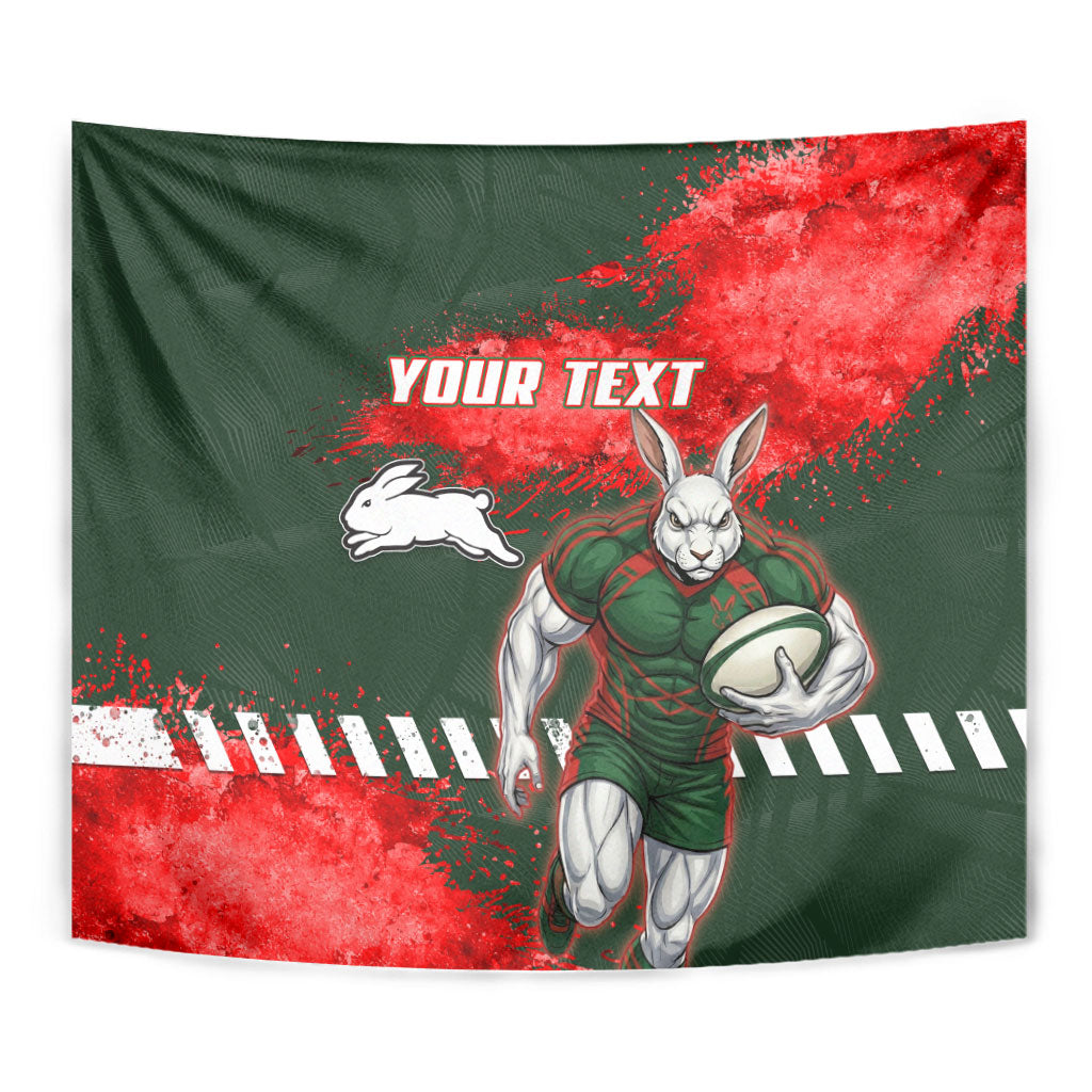 Personalised South Sydney Rabbitohs Rugby Tapestry Rabbits Mascot - Sporty Splash Art Style