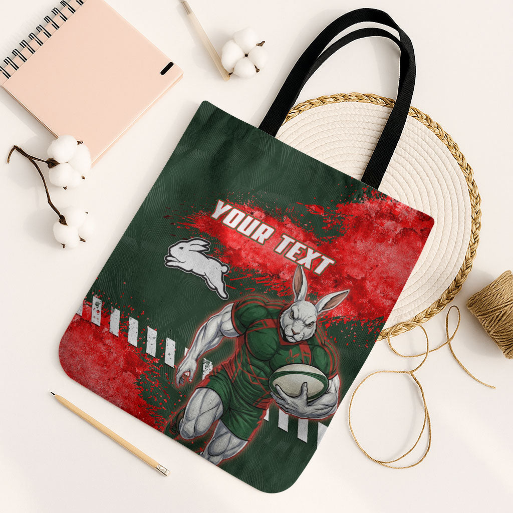 Personalised South Sydney Rabbitohs Rugby Tote Bag Rabbits Mascot - Sporty Splash Art Style