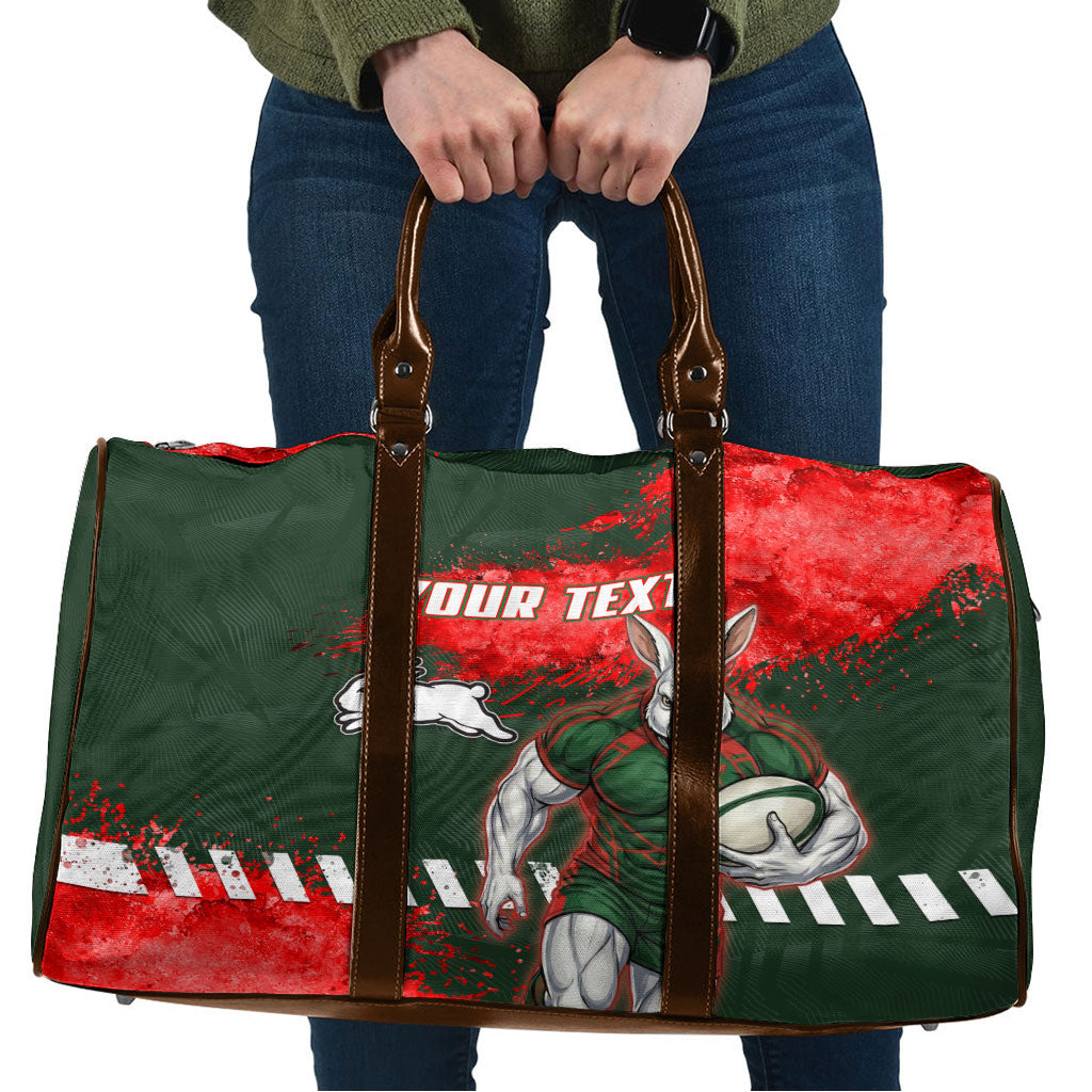 Personalised South Sydney Rabbitohs Rugby Travel Bag Rabbits Mascot - Sporty Splash Art Style