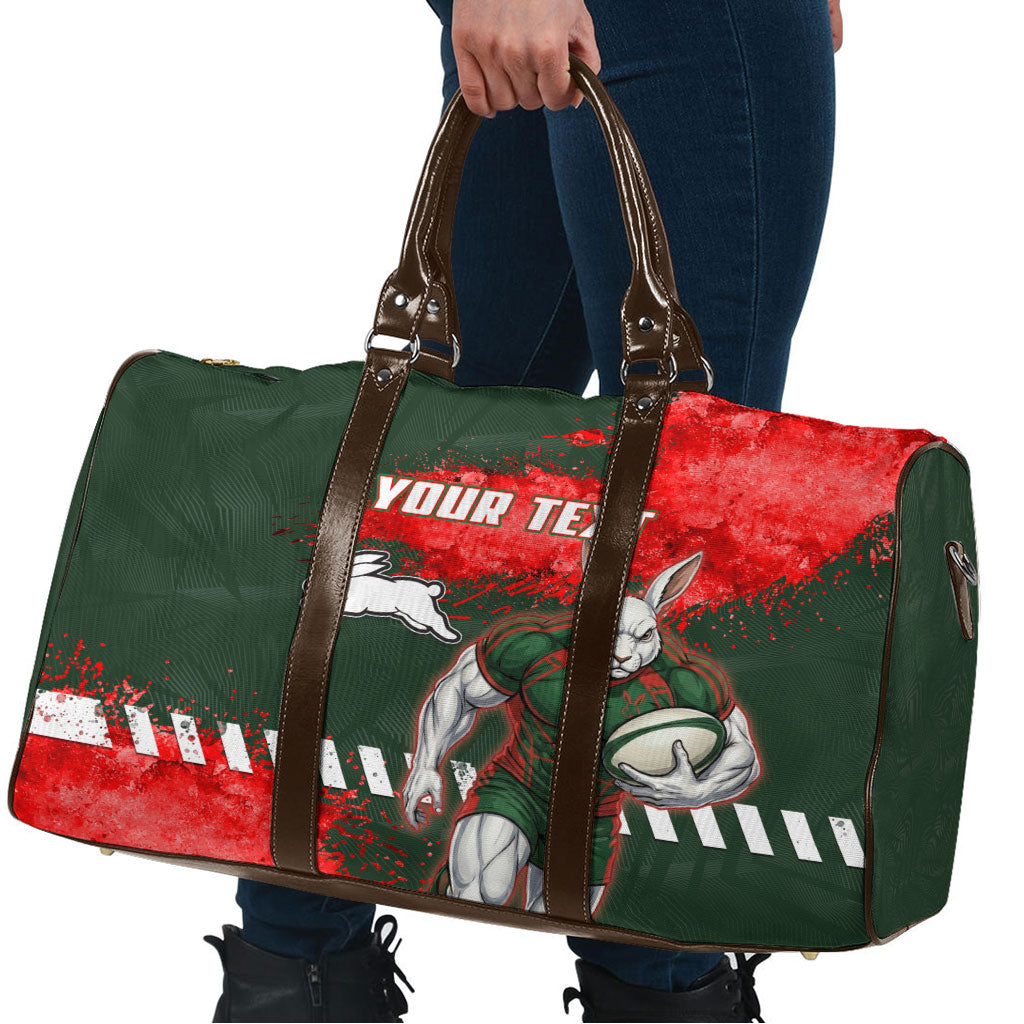 Personalised South Sydney Rabbitohs Rugby Travel Bag Rabbits Mascot - Sporty Splash Art Style