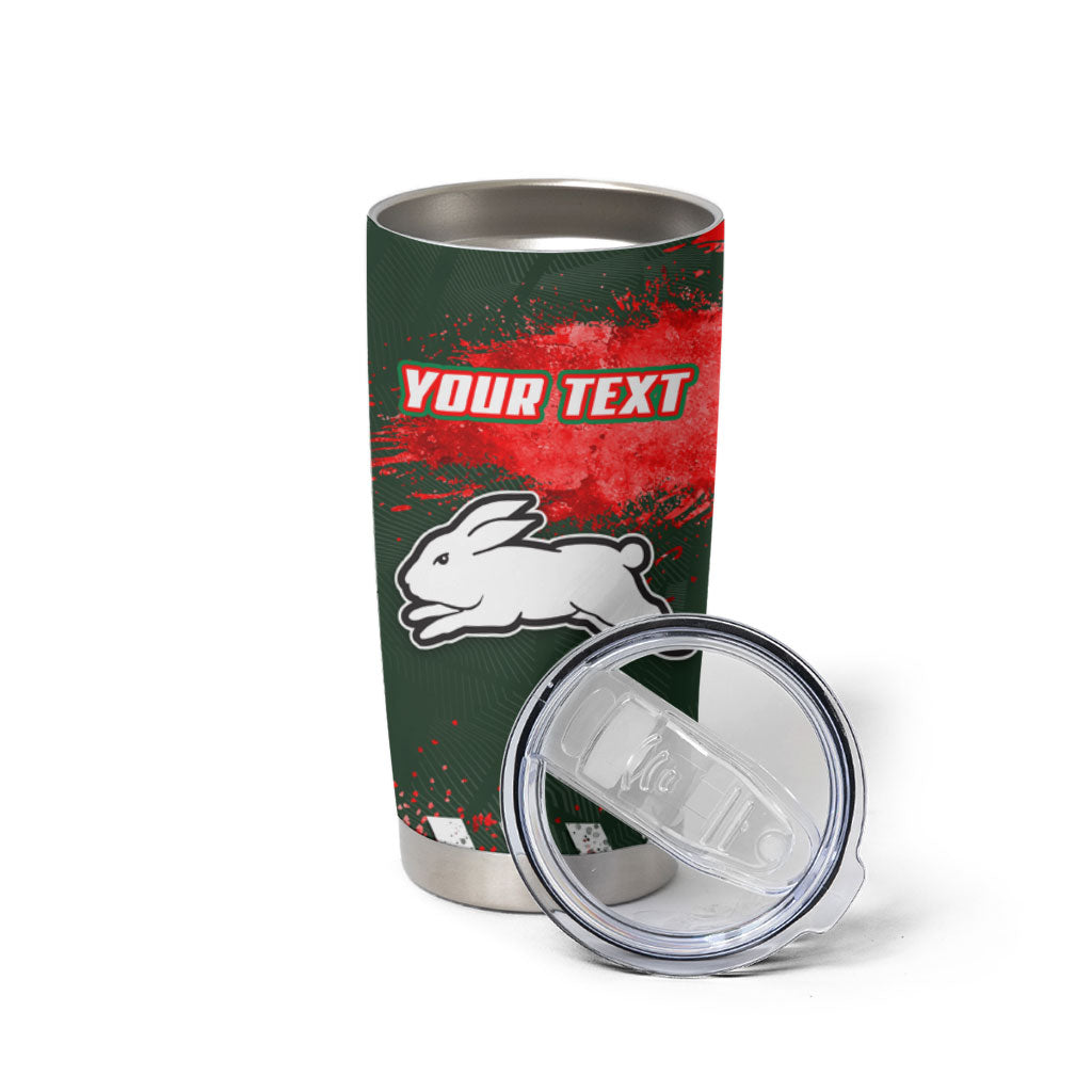 Personalised South Sydney Rabbitohs Rugby Tumbler Cup Rabbits Mascot - Sporty Splash Art Style
