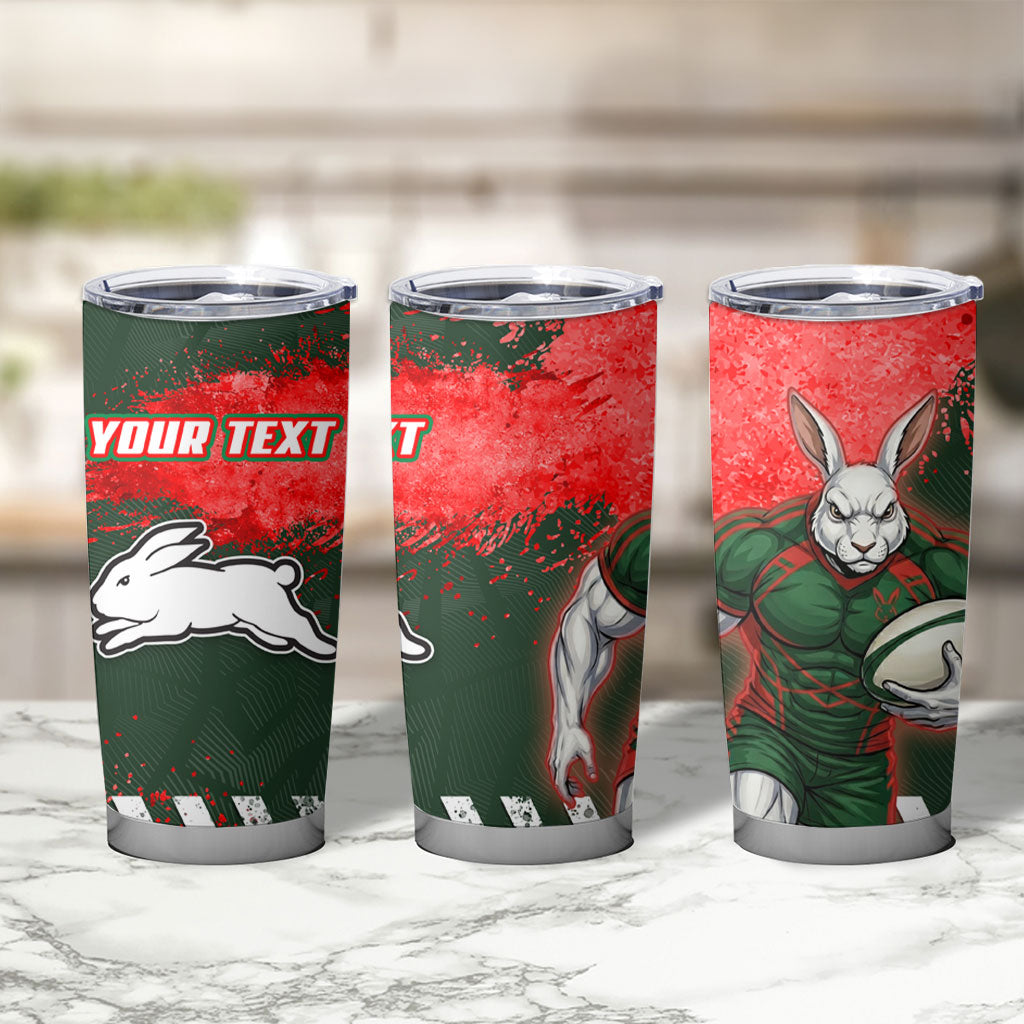 Personalised South Sydney Rabbitohs Rugby Tumbler Cup Rabbits Mascot - Sporty Splash Art Style