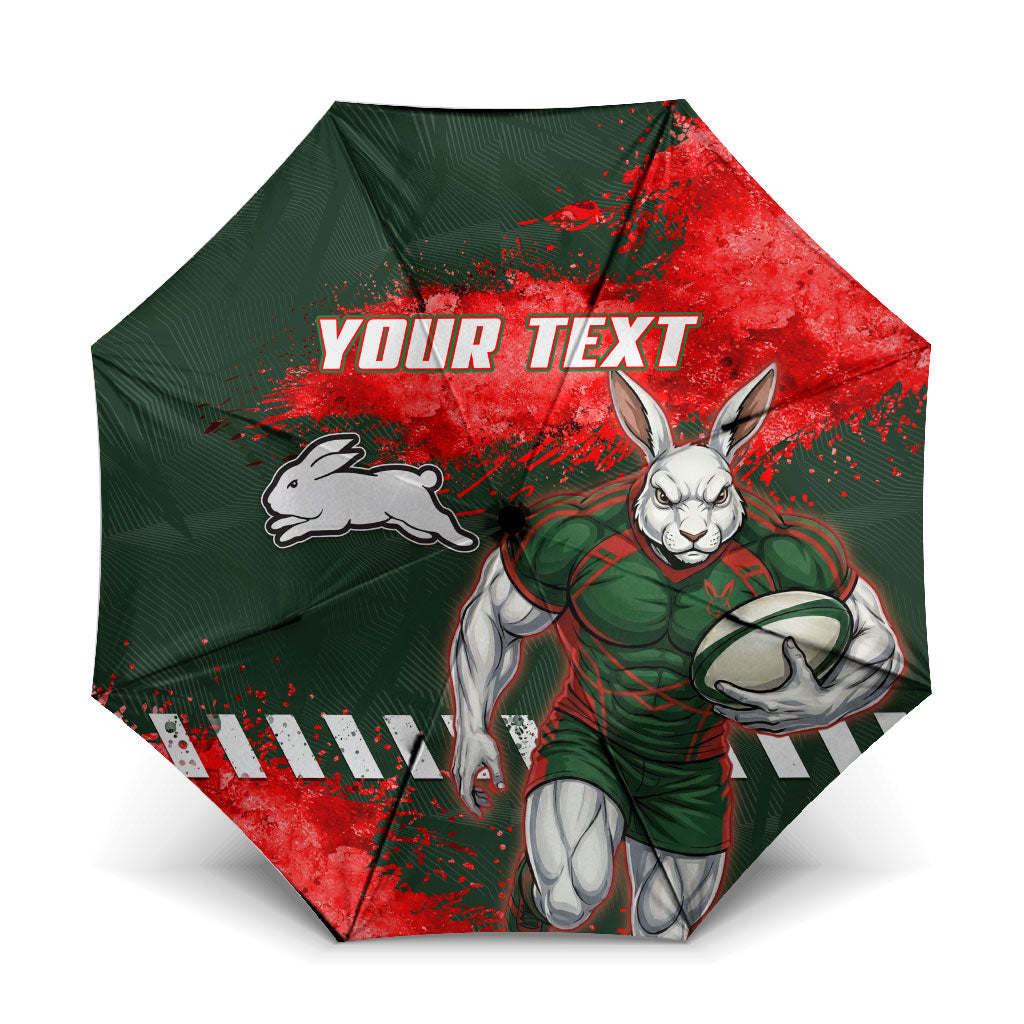 Personalised South Sydney Rabbitohs Rugby Umbrella Rabbits Mascot - Sporty Splash Art Style