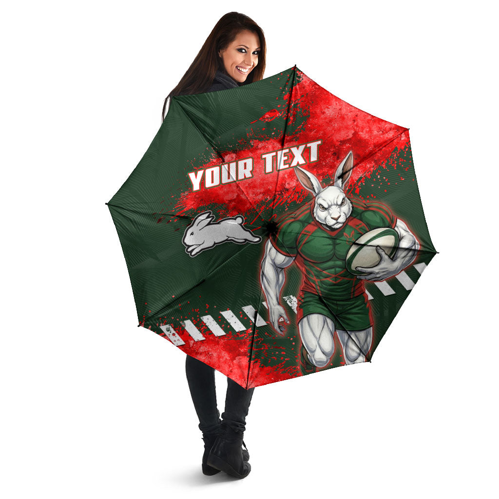 Personalised South Sydney Rabbitohs Rugby Umbrella Rabbits Mascot - Sporty Splash Art Style