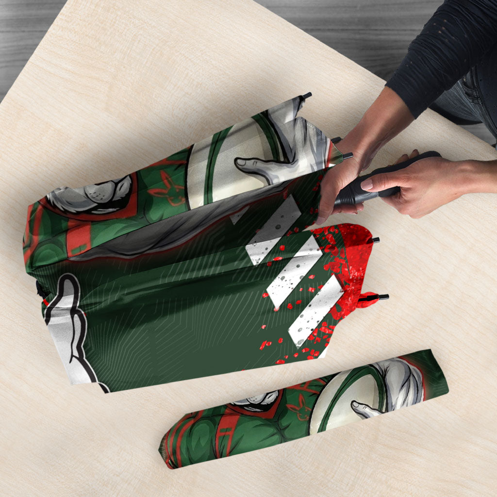 Personalised South Sydney Rabbitohs Rugby Umbrella Rabbits Mascot - Sporty Splash Art Style