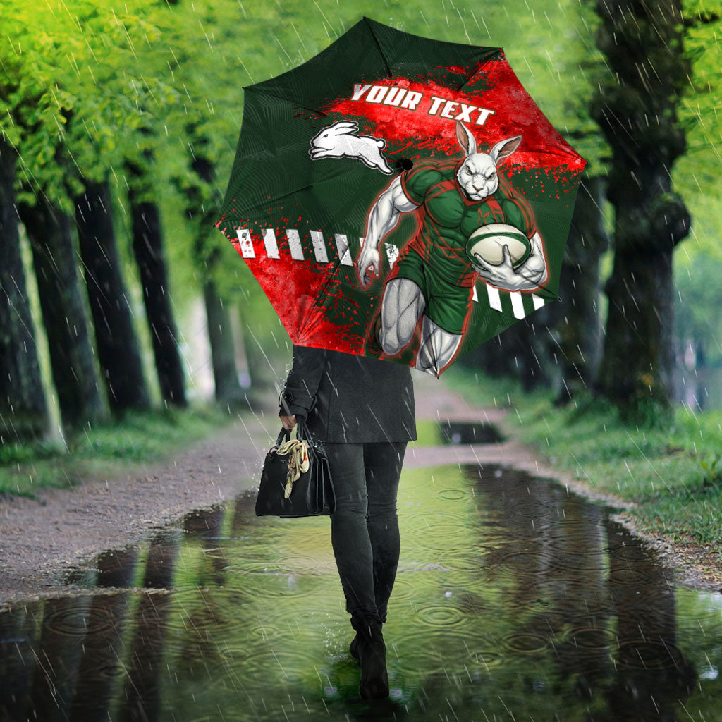 Personalised South Sydney Rabbitohs Rugby Umbrella Rabbits Mascot - Sporty Splash Art Style