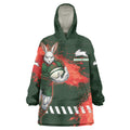Personalised South Sydney Rabbitohs Rugby Wearable Blanket Hoodie Rabbits Mascot - Sporty Splash Art Style