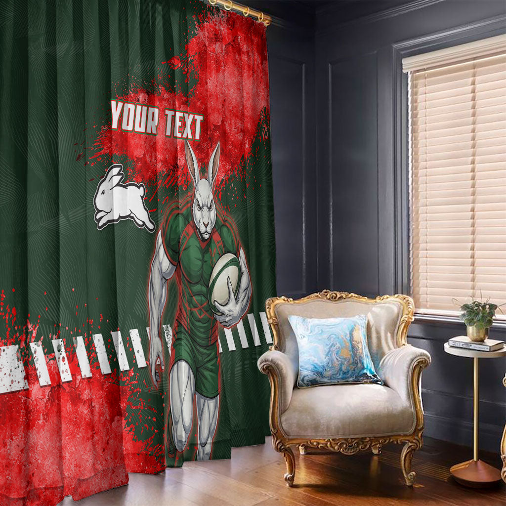 Personalised South Sydney Rabbitohs Rugby Window Curtain Rabbits Mascot - Sporty Splash Art Style