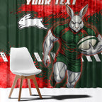 Personalised South Sydney Rabbitohs Rugby Window Curtain Rabbits Mascot - Sporty Splash Art Style