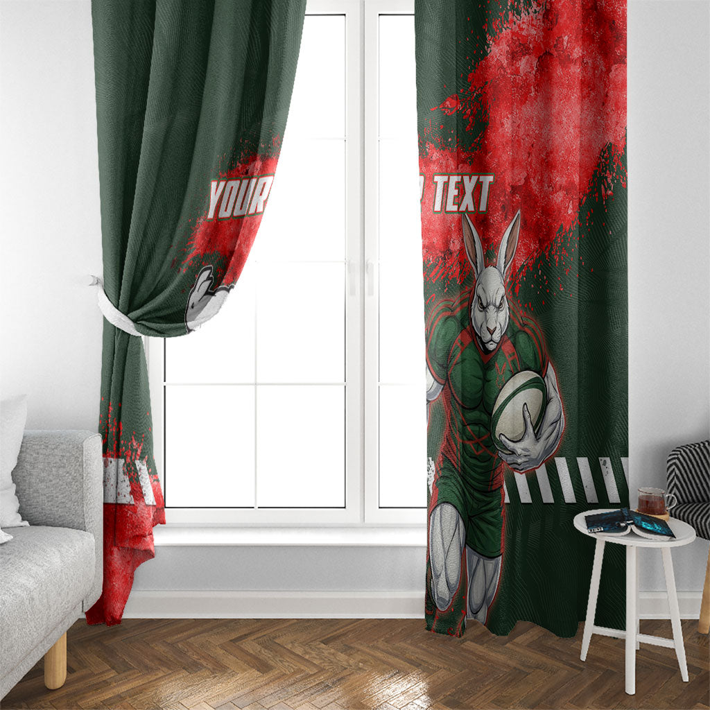 Personalised South Sydney Rabbitohs Rugby Window Curtain Rabbits Mascot - Sporty Splash Art Style