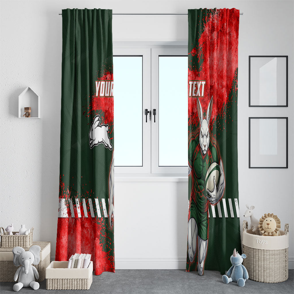 Personalised South Sydney Rabbitohs Rugby Window Curtain Rabbits Mascot - Sporty Splash Art Style