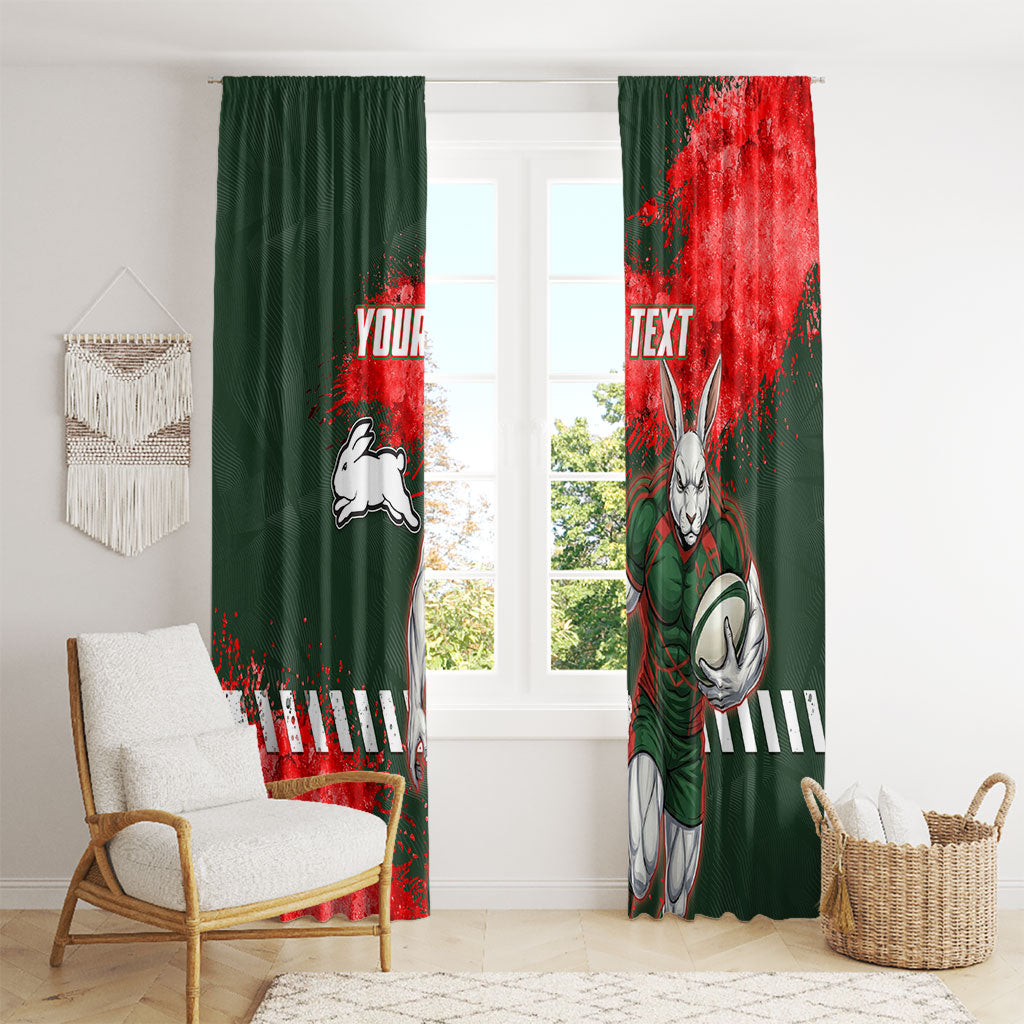 Personalised South Sydney Rabbitohs Rugby Window Curtain Rabbits Mascot - Sporty Splash Art Style