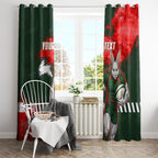 Personalised South Sydney Rabbitohs Rugby Window Curtain Rabbits Mascot - Sporty Splash Art Style
